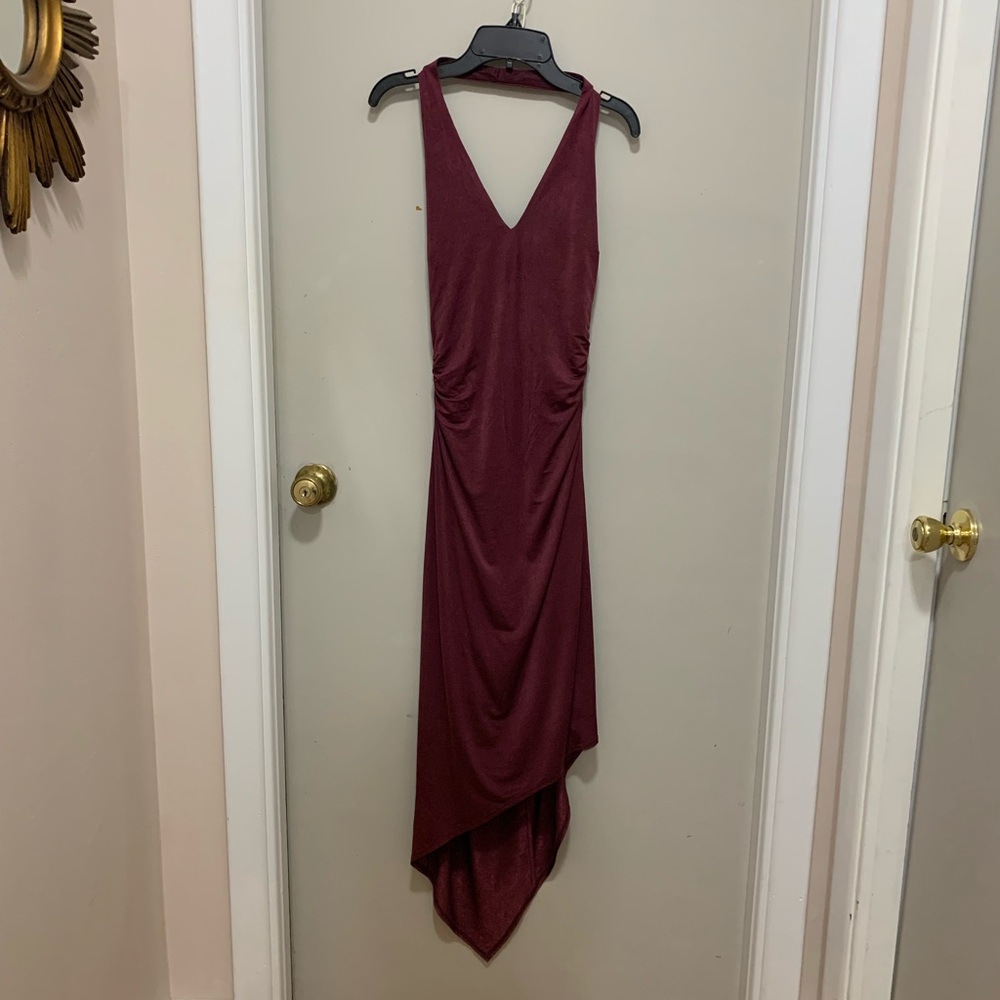 David Meister Elegant Burgundy Sleeveless Dress